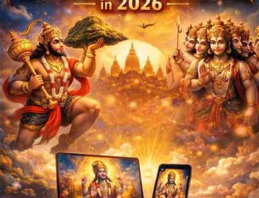 Vertical poster showing the 10 best websites to download Hanuman Ji wallpapers in 2026 featuring Bajrangbali and Panchmukhi Hanuman in HD, 4K and 8K formats