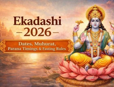 Lord Vishnu sitting on a lotus during sunrise with a temple background