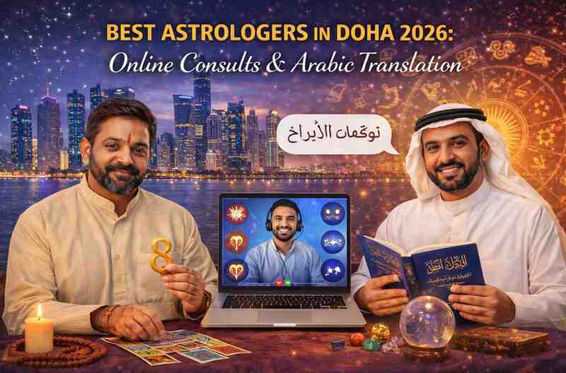 Best astrologers in Doha 2026 offering online astrology consultations with Arabic translation, tarot cards, zodiac charts, and virtual readings