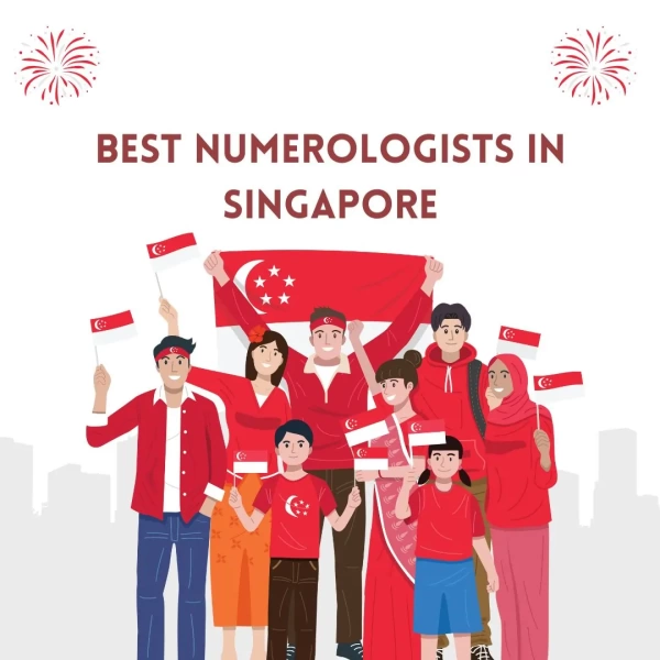 Diverse group celebrating Singapore with flags and banner, dressed in red, smiling together proudly.