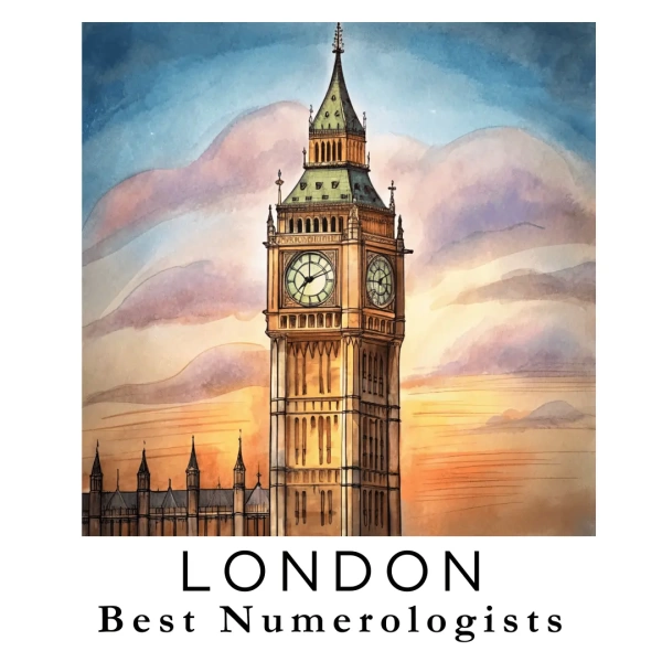 Photo of Big Ben tower in London with text overlay about numerologists.