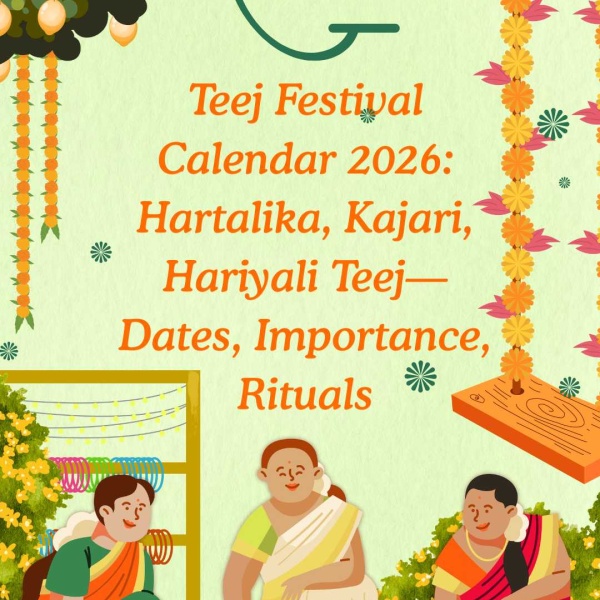 Hindu festival and puja calendar posters with rituals and key dates.