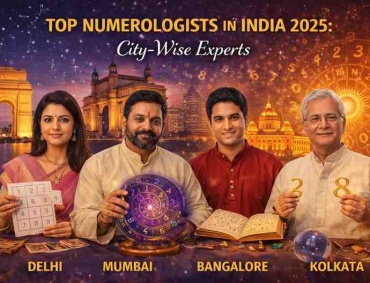 Top numerologists in India 2025 showcasing city-wise experts from Delhi, Mumbai, Bangalore, and Kolkata with numerology charts and tools