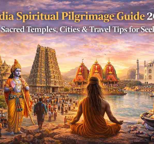 India spiritual pilgrimage guide 2026 showing sacred temples, holy cities and travel routes for seekers