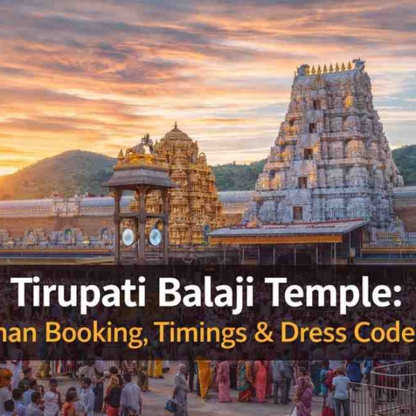 Tirupati Balaji Temple at Tirumala with devotees in darshan queue seeking blessings of Lord Venkateswara