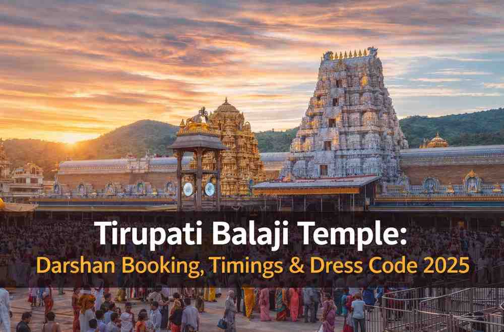 Tirupati Balaji Temple at Tirumala with devotees in darshan queue seeking blessings of Lord Venkateswara