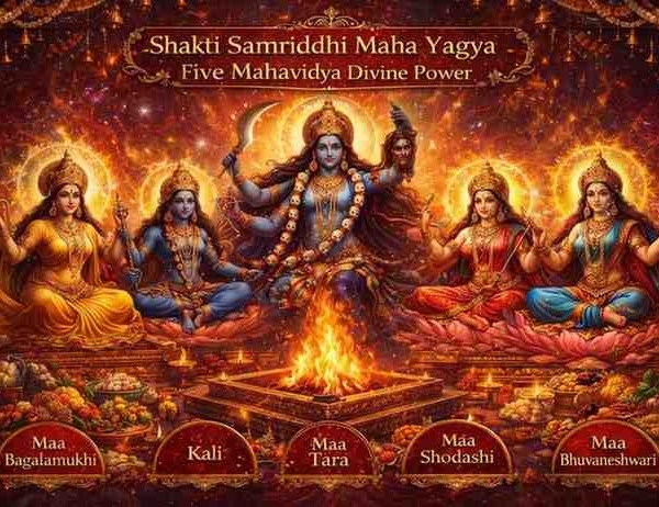Shakti Samriddhi Maha Yagya with Maa Bagalamukhi, Kali, Tara, Shodashi and Bhuvaneshwari around sacred havan fire ritual