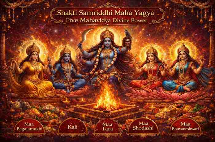 Shakti Samriddhi Maha Yagya with Maa Bagalamukhi, Kali, Tara, Shodashi and Bhuvaneshwari around sacred havan fire ritual