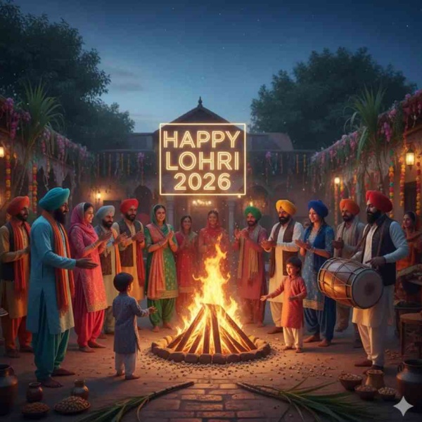 Lohri 2026 celebration with bonfire, sugarcane, peanuts and traditional rituals in North India