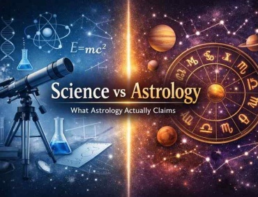 Science vs astrology comparison showing scientific tools on one side and zodiac symbols on the other explaining astrology’s actual claims