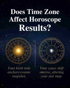 Does time zone affect horoscope results showing zodiac chart and global time difference