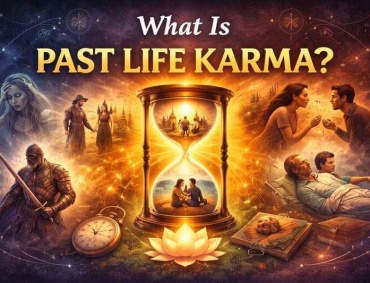 Past life karma illustration showing soul journeys, relationships, and karmic lessons across lifetimes
