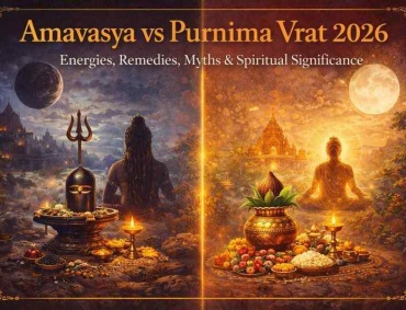 Amavasya vs Purnima Vrat 2026 with Shiva Lingam rituals under new moon and Lakshmi-Buddha puja under full moon