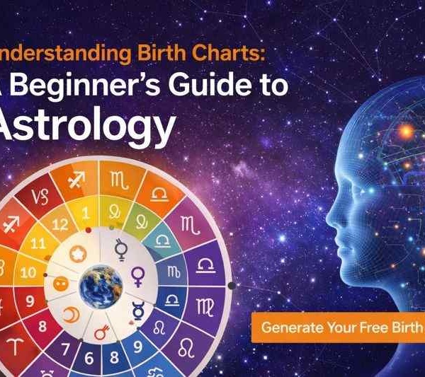 Beginner friendly astrology birth chart showing zodiac wheel, planets, and AI based chart interpretation