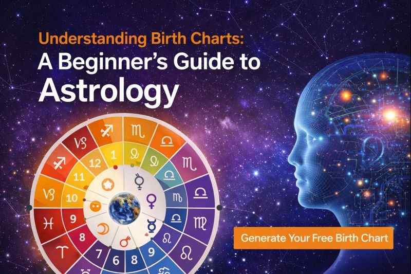 Beginner friendly astrology birth chart showing zodiac wheel, planets, and AI based chart interpretation