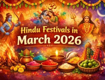 Hindu festivals in March 2026 including Holi, Chaitra Navratri, Rama Navami, Ekadashi vrats, and Hindu New Year celebrations