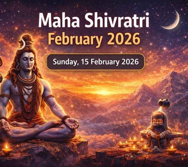 Maha Shivratri February 2026 date with Lord Shiva meditation and Nishita Kaal night worship