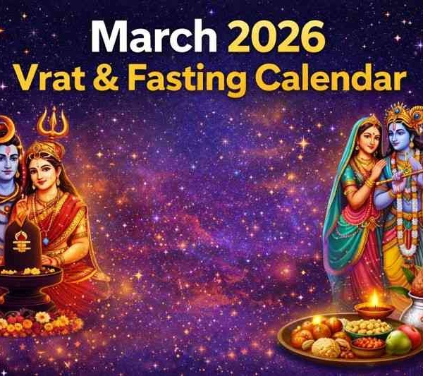 March 2026 vrat and fasting observances with Hindu deities and traditional fasting rituals