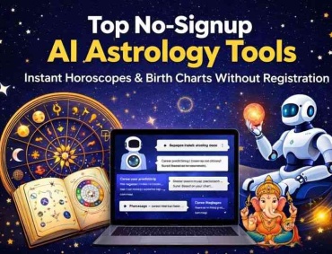 Top no-signup AI astrology tools showing instant birth charts and horoscopes without registration