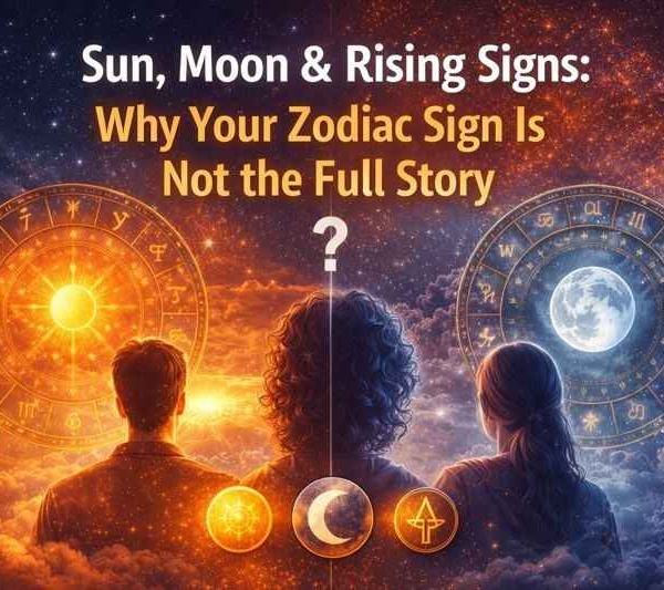 Sun sign vs Moon sign vs Rising sign explained with astrology chart showing their differences