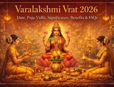 Varalakshmi Vrat 2026 puja rituals with Goddess Lakshmi and women performing vrat offerings