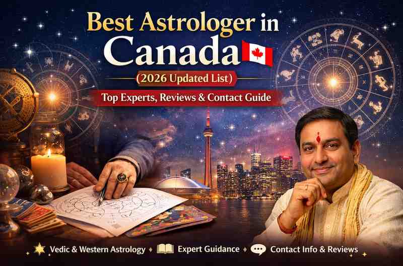 Best astrologer in Canada 2026 updated list promotional banner featuring horoscope chart and Toronto skyline