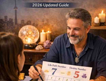 Best numerologist in Toronto explaining life path and destiny numbers during a professional numerology consultation (2026)