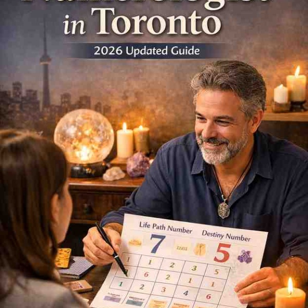 Best numerologist in Toronto explaining life path and destiny numbers during a professional numerology consultation (2026)