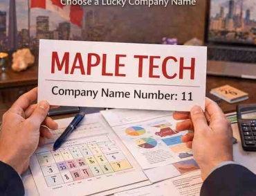 Business name numerology Canada example showing company name number 11 calculation for a lucky brand name in 2026