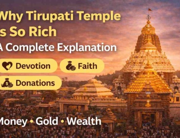 Tirupati Balaji Temple at sunset with golden vimana, highlighting devotion, faith, and donations