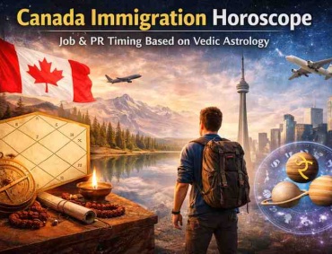 Canada immigration horoscope showing Vedic astrology birth chart and planetary signs for PR and job timing in Canada
