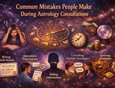 Common mistakes people make during astrology consultations including wrong birth details, unrealistic expectations, hiding information, consulting multiple astrologers, and ignoring remedies
