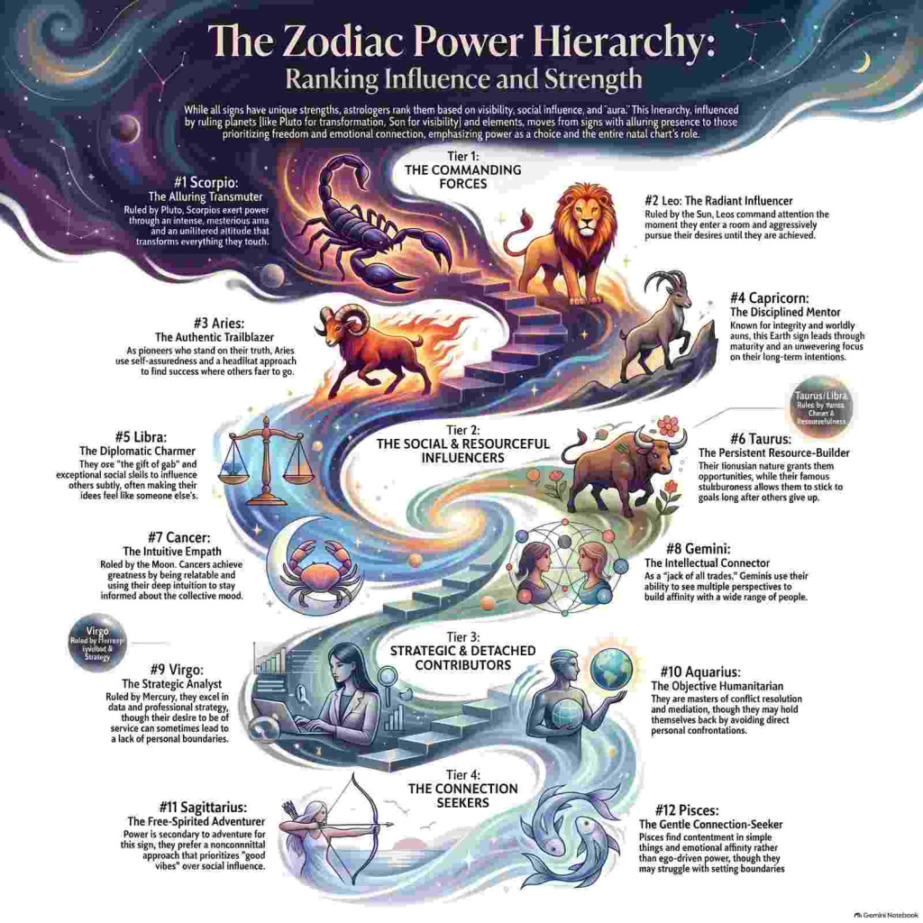 Detailed architectural diagram explaining mental resilience, emotional intelligence, and power dynamics in astrology.