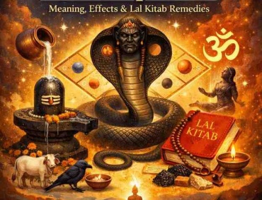 Kaal sarp dosh remedies illustration with serpent Rahu Ketu Shivling Lal Kitab astrology