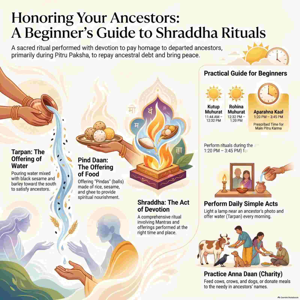 Step-by-step visual guide to performing Shradh vidhi and Pind Daan rituals at home