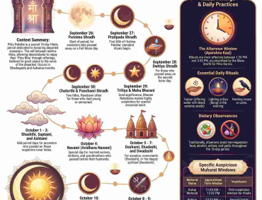 Pitru Paksha 2026 calendar and complete Mahalaya Shradh tithi dates infographic